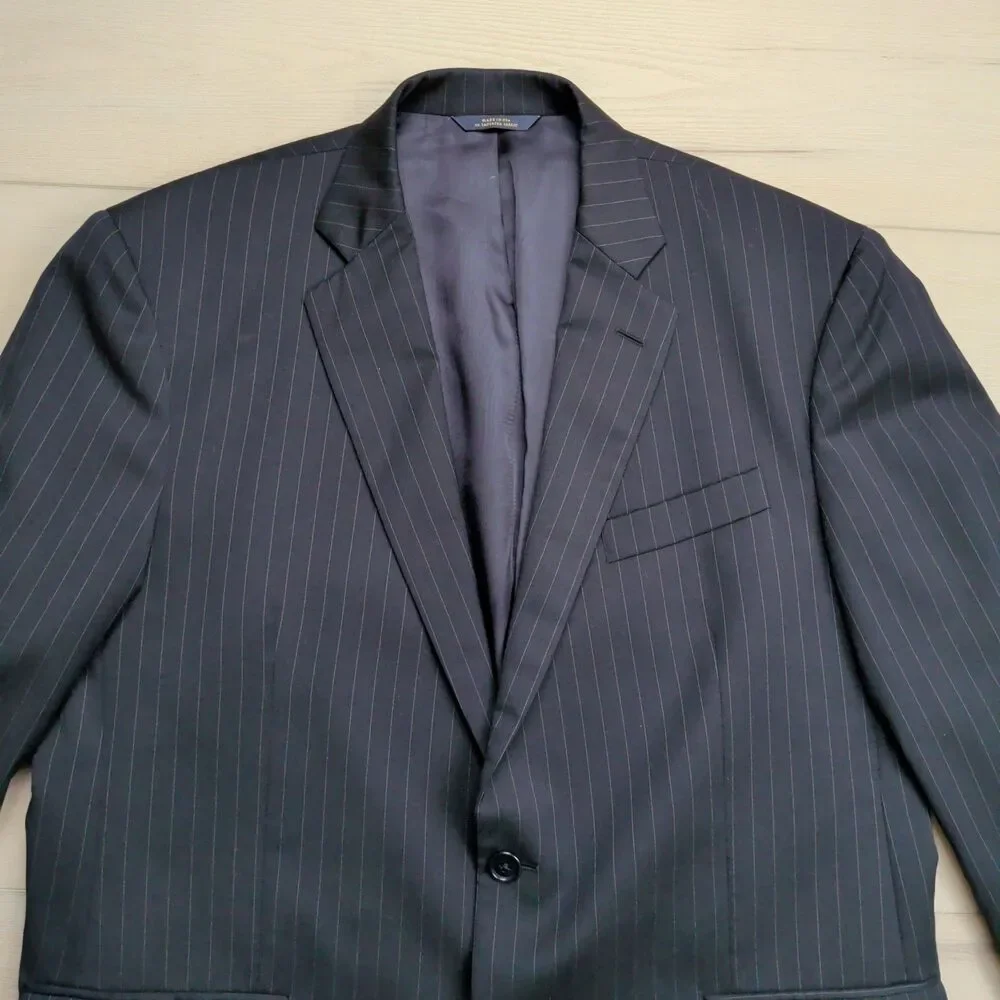 Brooks Brothers‎ Blazer Sport Coat Mens 44R 1818 Madison Black Pinstripe Wool